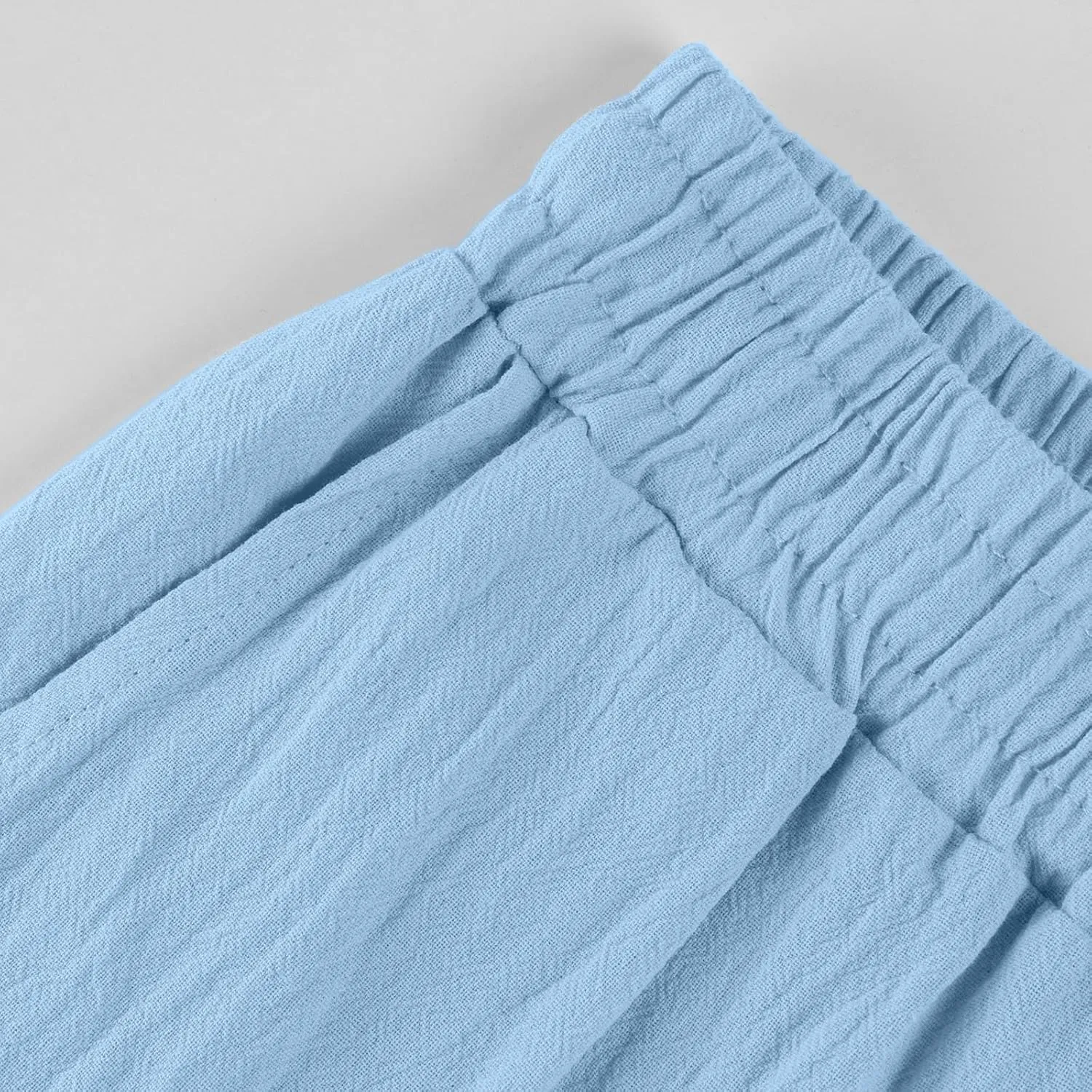 2024 Linen Crop Pants for Women Casual Summer Drawstring High Waisted Joggers with Pockets Straight Leg Cropped Pants
