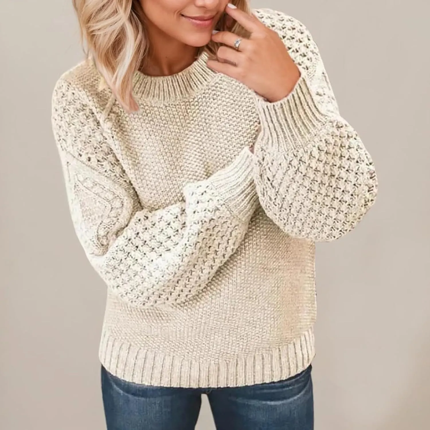 2024 Women's Pullover Autumn and Winter Solid Color Girls Daily Casual Fashion Knit Long Sleeve Sweater