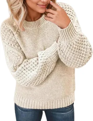 2024 Women's Pullover Autumn and Winter Solid Color Girls Daily Casual Fashion Knit Long Sleeve Sweater