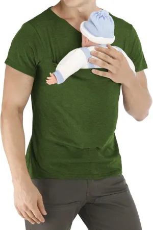 2PCS Kangaroo Shirt for Dad V Neck Short Sleeve Kangaroo T Shirts for Men Skin to Skin T-Shirt with Pocket