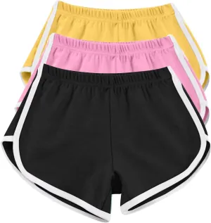 3 Pack Womens Workout Shorts Elastic Waist Casual Summer Beach Yoga Shorts Athletic Active Lightweight Running Gym Shorts