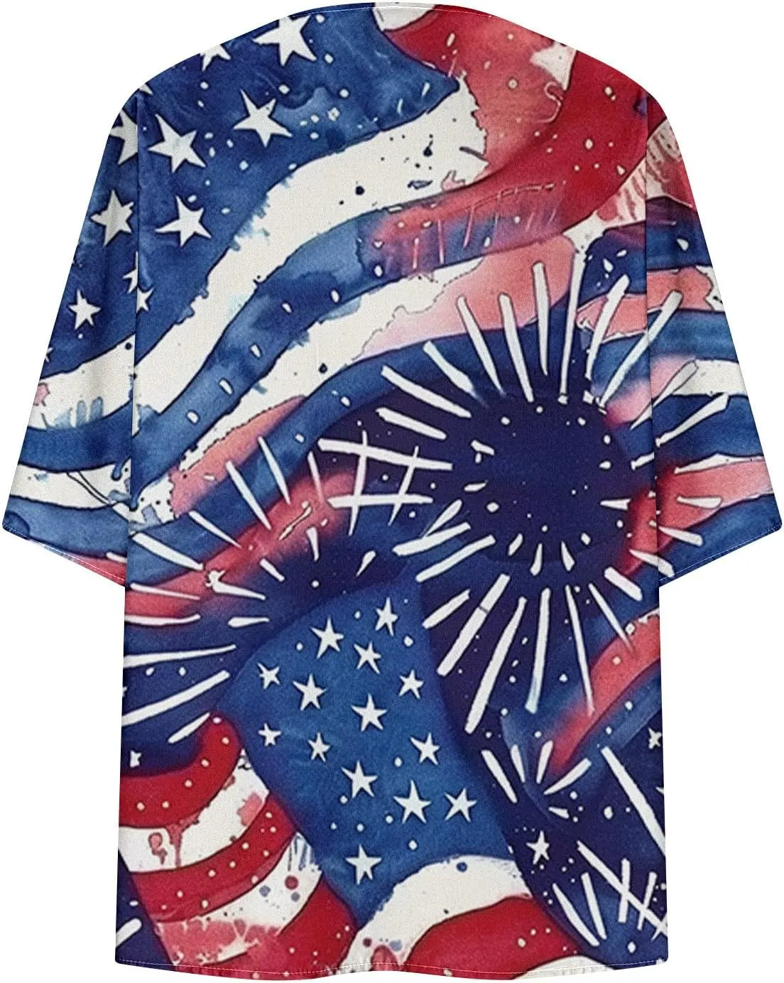 4th of July Outfits for Women Kimono Cardigans Swimsuits Cover Up Tops American Flag Red White and Blue Shirts