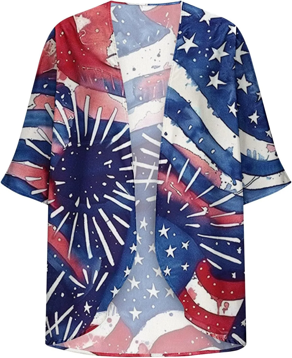 4th of July Outfits for Women Kimono Cardigans Swimsuits Cover Up Tops American Flag Red White and Blue Shirts