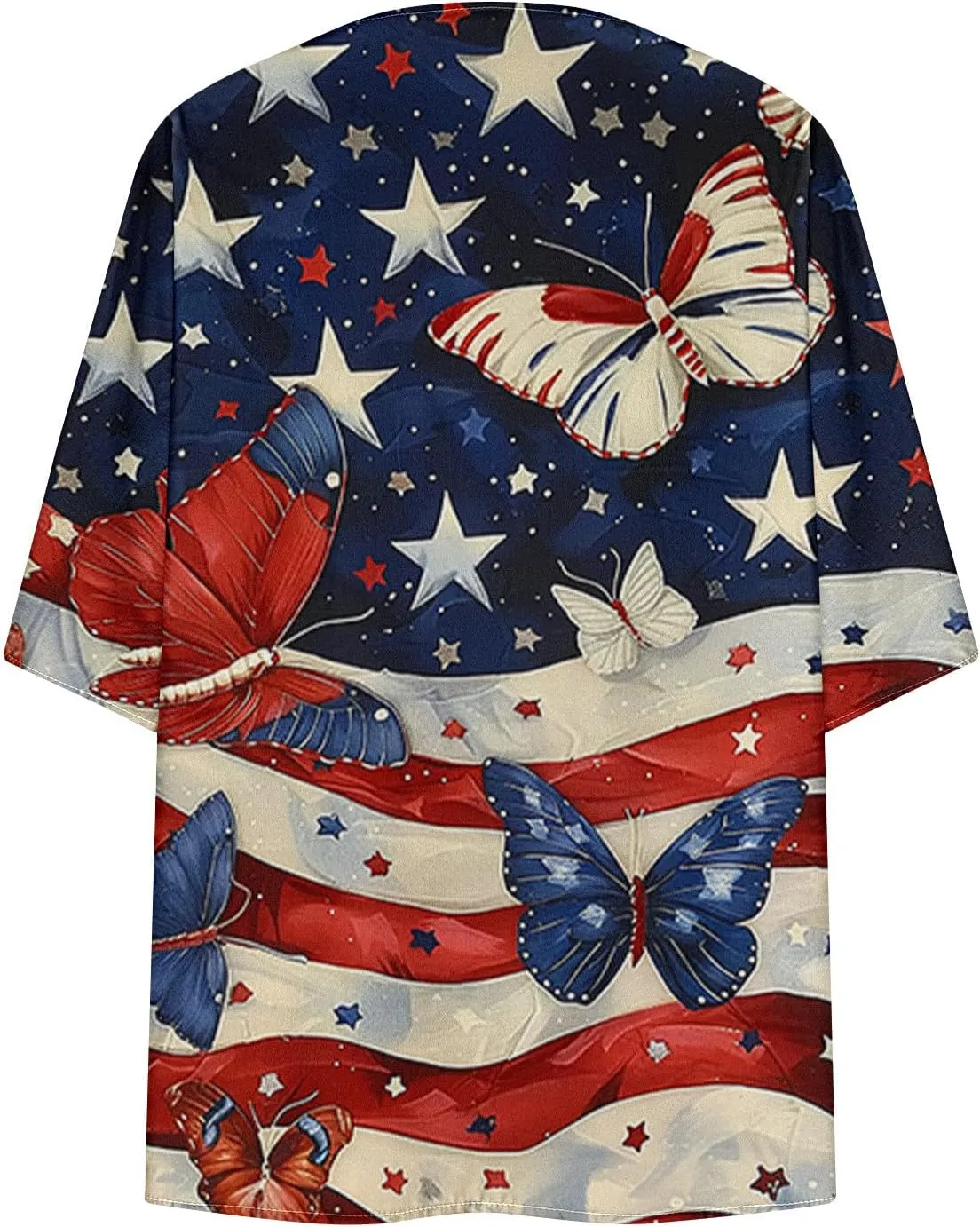 4th of July Outfits for Women Kimono Cardigans Swimsuits Cover Up Tops American Flag Red White and Blue Shirts