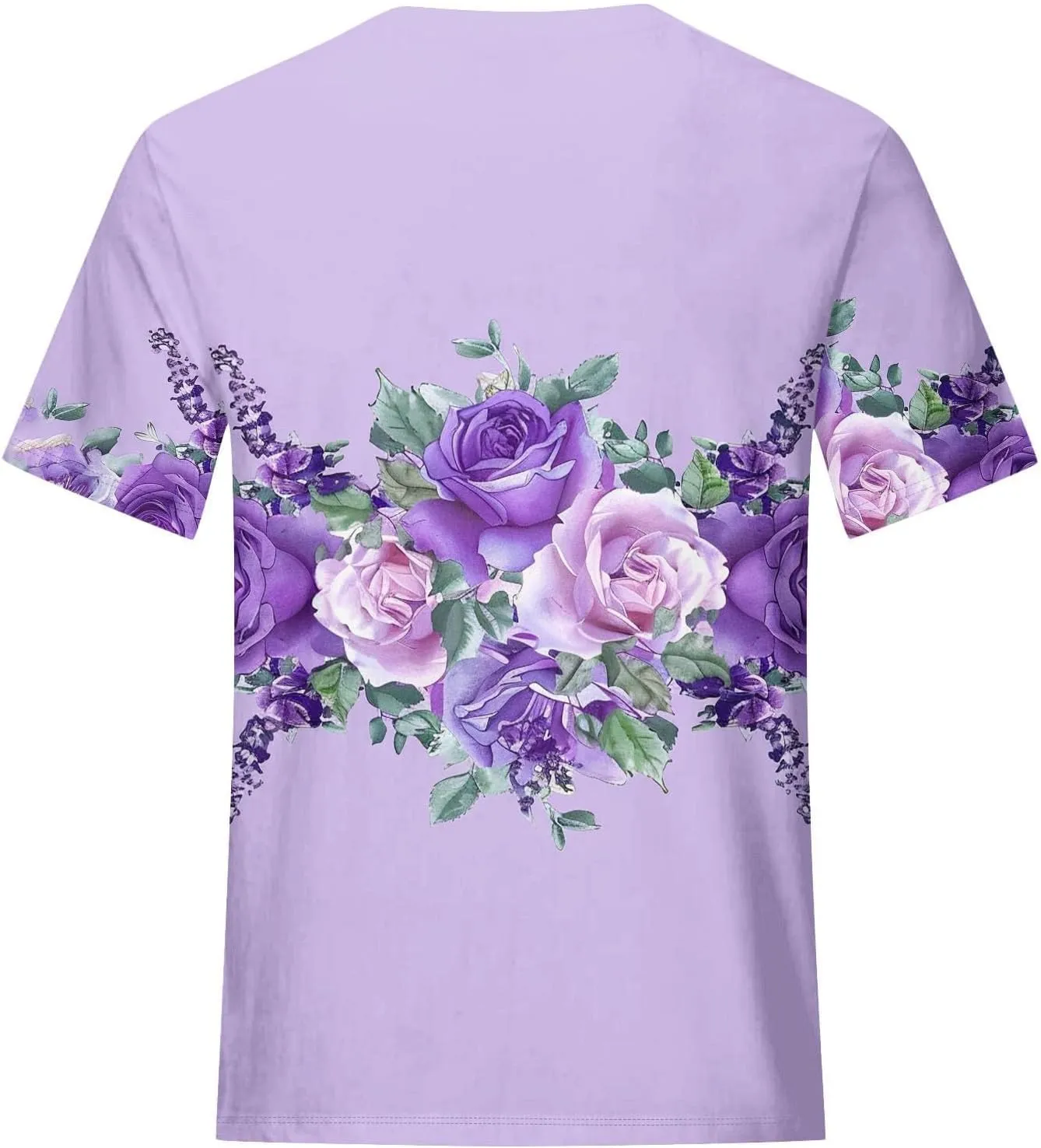 Alzheimers Awareness Shirts Women Summer Floral Print Tops O Neck Short Sleeve Lightweight Breathable Basic Clothing