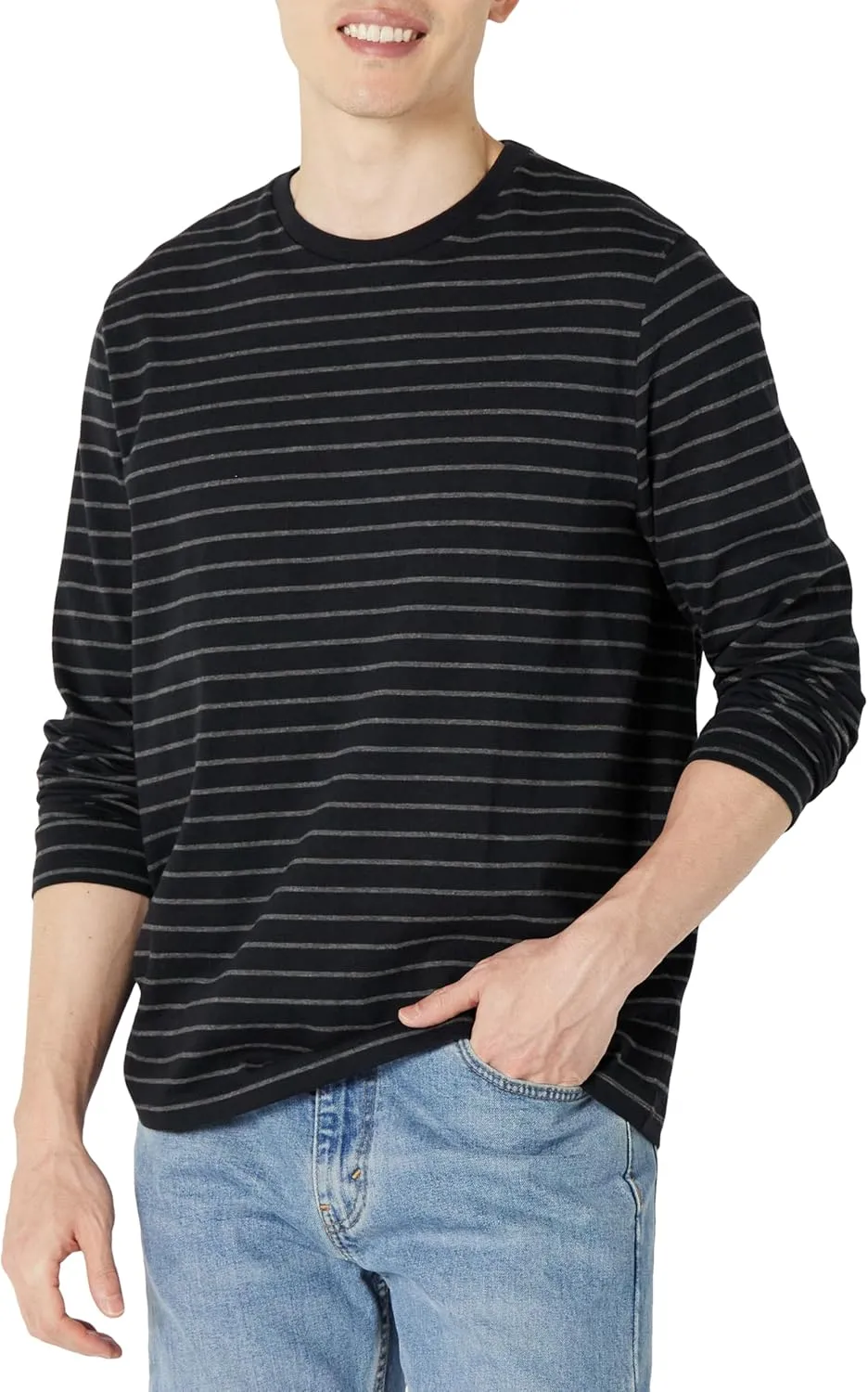 Amazon Essentials Men's Regular-Fit Crewneck T-Shirts, Long-Sleeve
