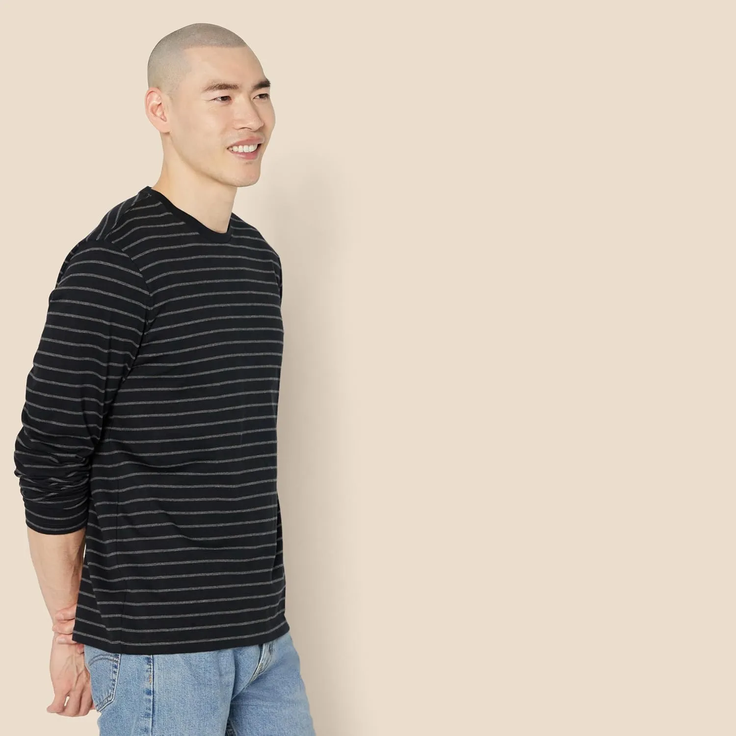 Amazon Essentials Men's Regular-Fit Crewneck T-Shirts, Long-Sleeve