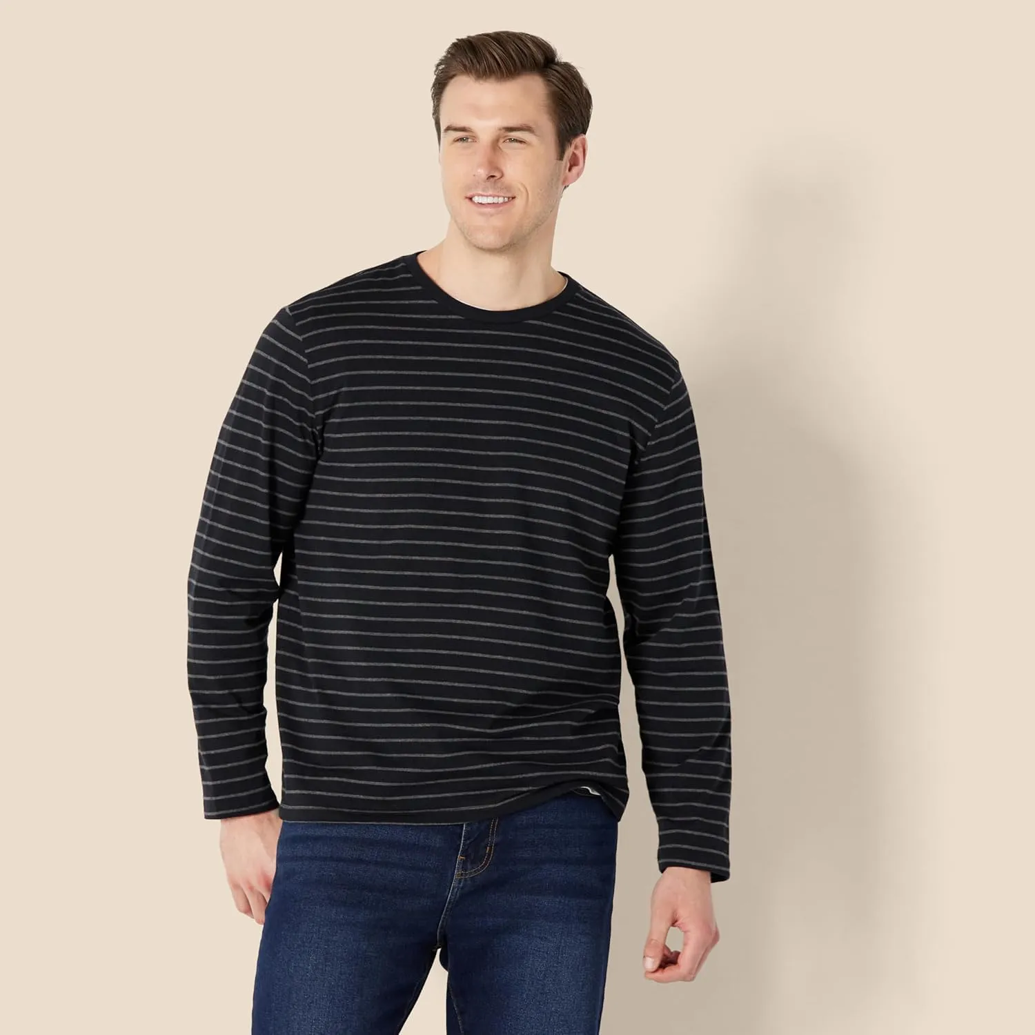Amazon Essentials Men's Regular-Fit Crewneck T-Shirts, Long-Sleeve