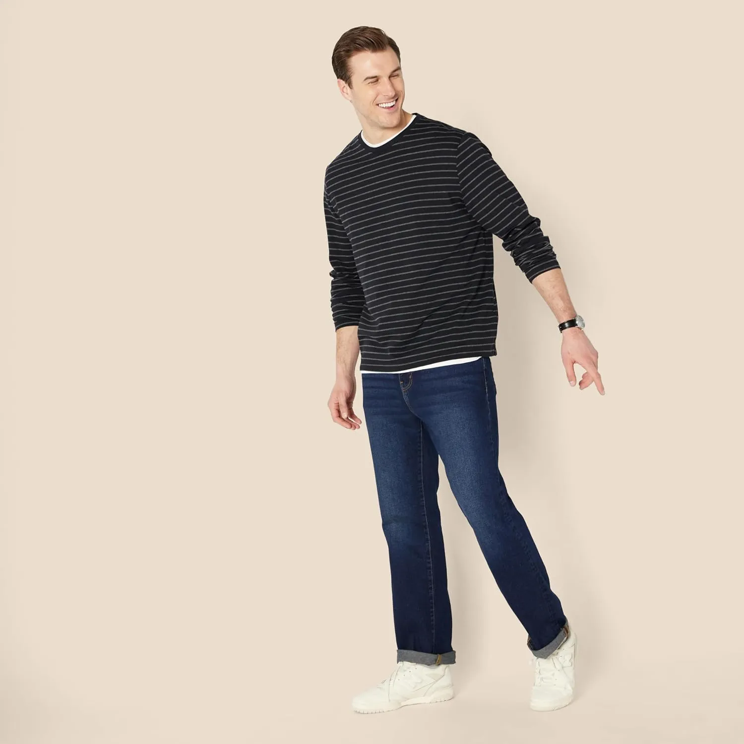 Amazon Essentials Men's Regular-Fit Crewneck T-Shirts, Long-Sleeve