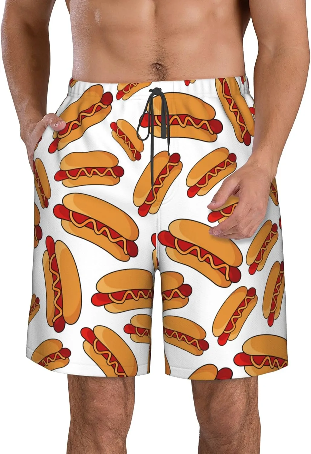AMRANDOM Mens Shorts Casual Drawstring Shorts Summer Beach Wear