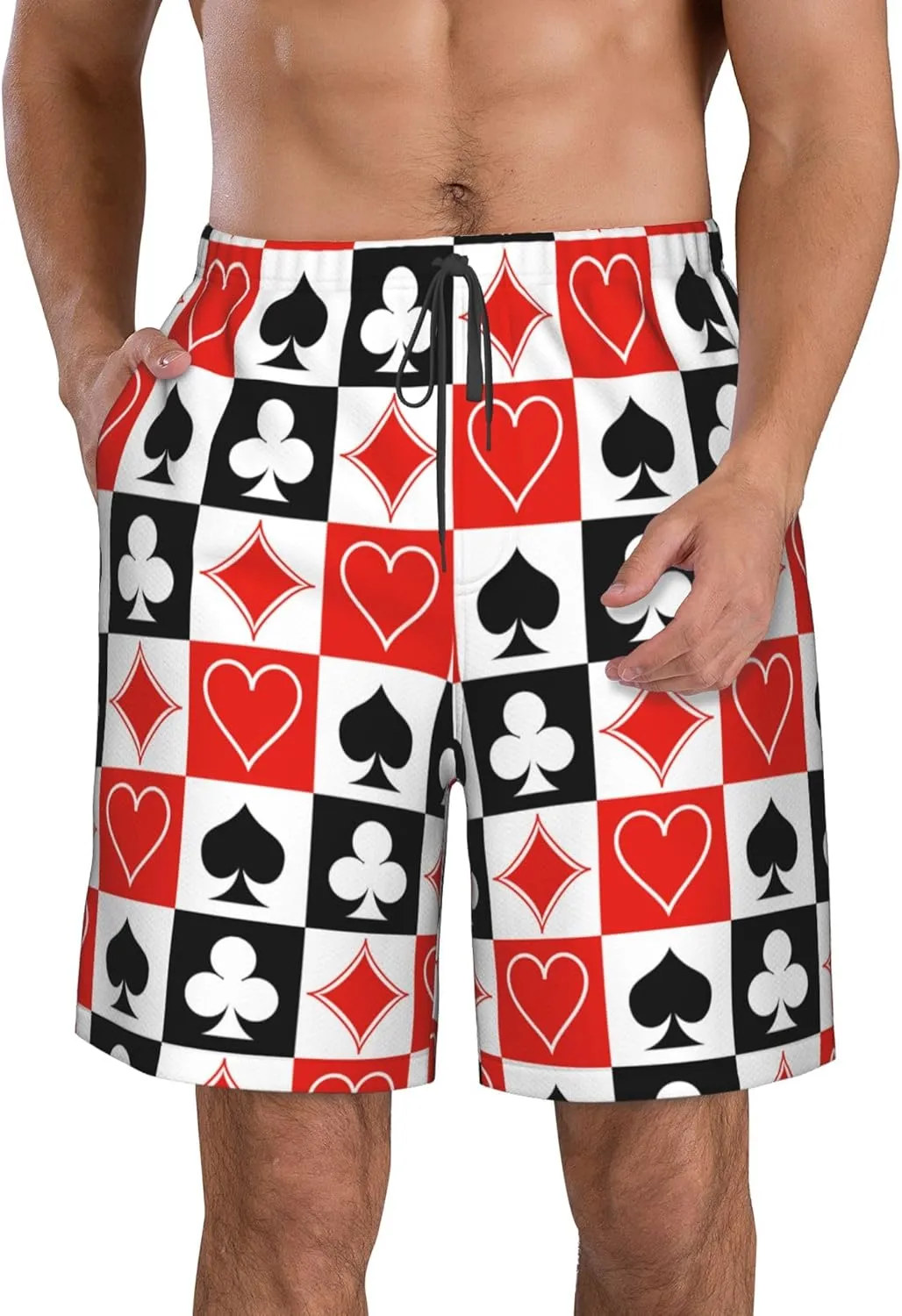 AMRANDOM Men's Shorts Casual Drawstring Summer Beach Shorts