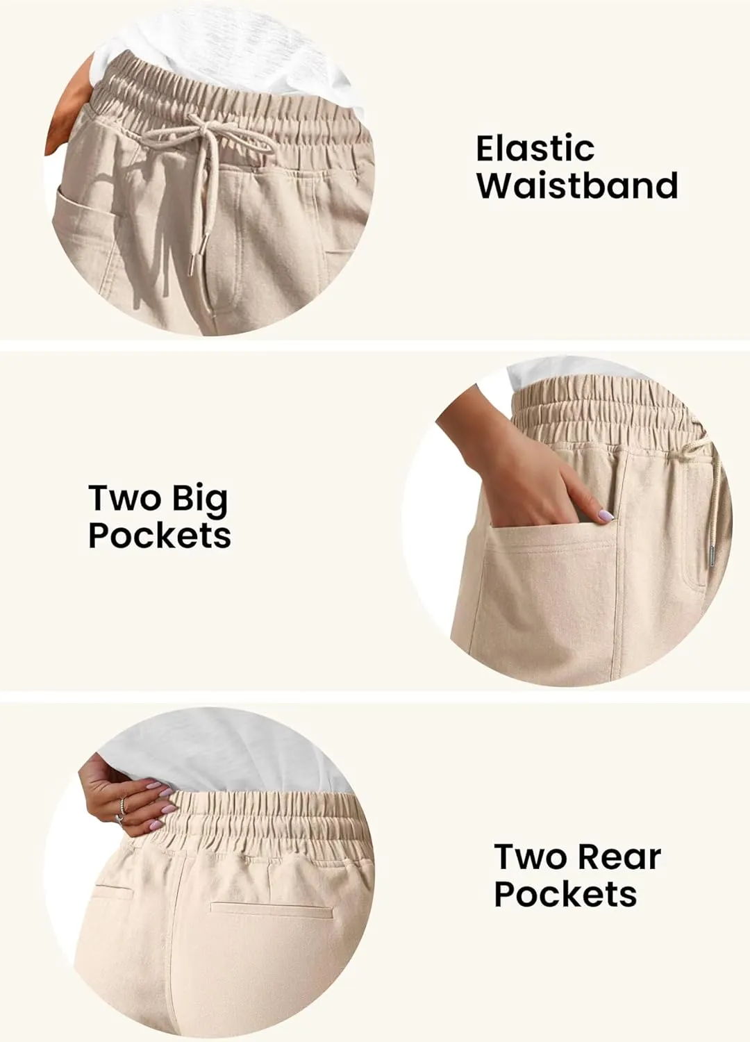 ANFTFH Womens Casual Shorts Summer Drawstring Elastic Waist Comfy Shorts with Pockets