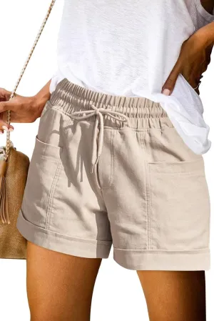 ANFTFH Womens Casual Shorts Summer Drawstring Elastic Waist Comfy Shorts with Pockets
