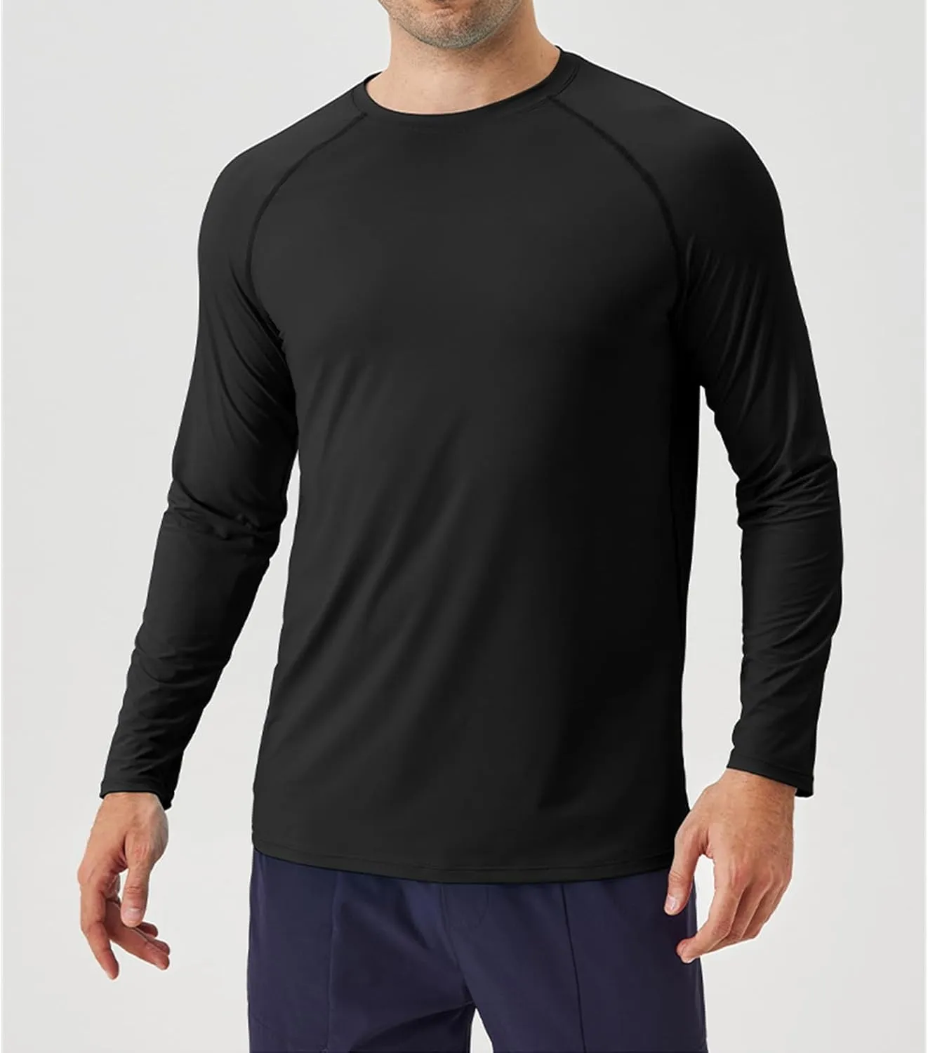 Athletic Shirts for Men Long Sleeve UV Sun Protection Crewneck Tops Casual Loose Breathable Comfy Outdoor Running Tee