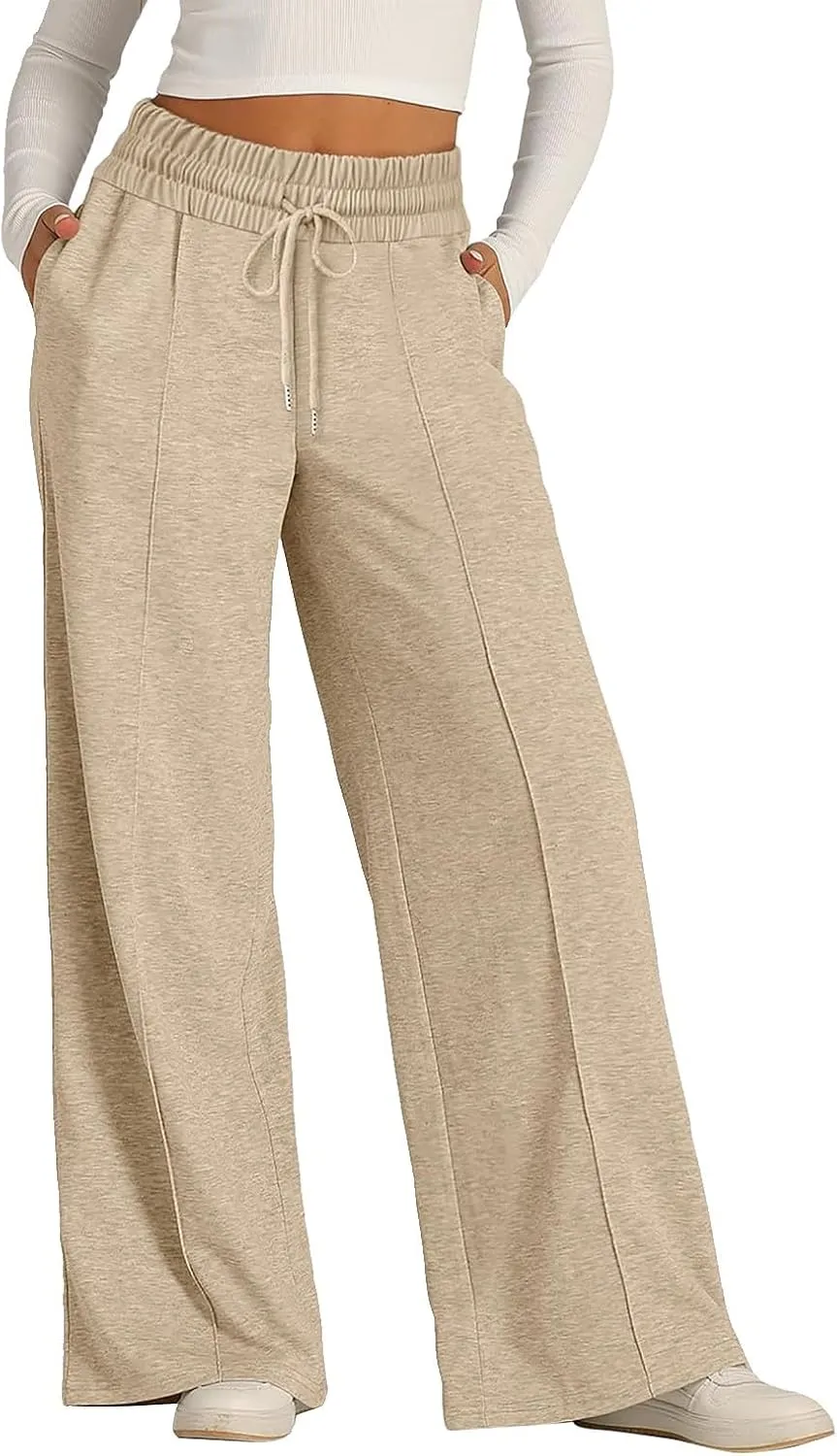 Baggy Wide Leg Sweatpants for Women Casual High Waisted Lounge Pants with Pockets Trendy Y2k Lightweight Joggers Pant