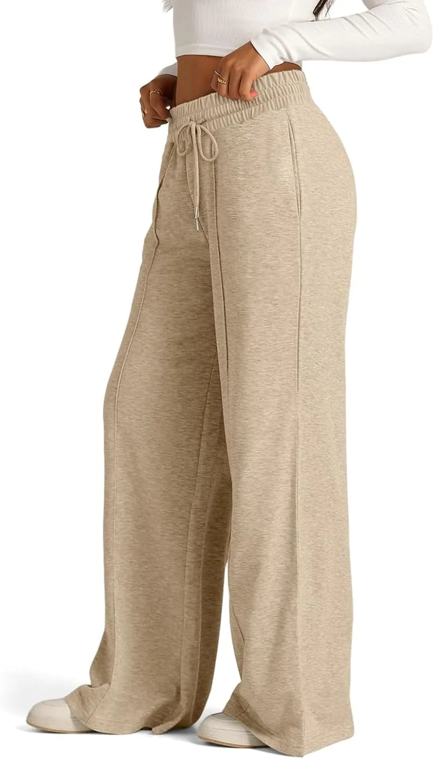 Baggy Wide Leg Sweatpants for Women Casual High Waisted Lounge Pants with Pockets Trendy Y2k Lightweight Joggers Pant