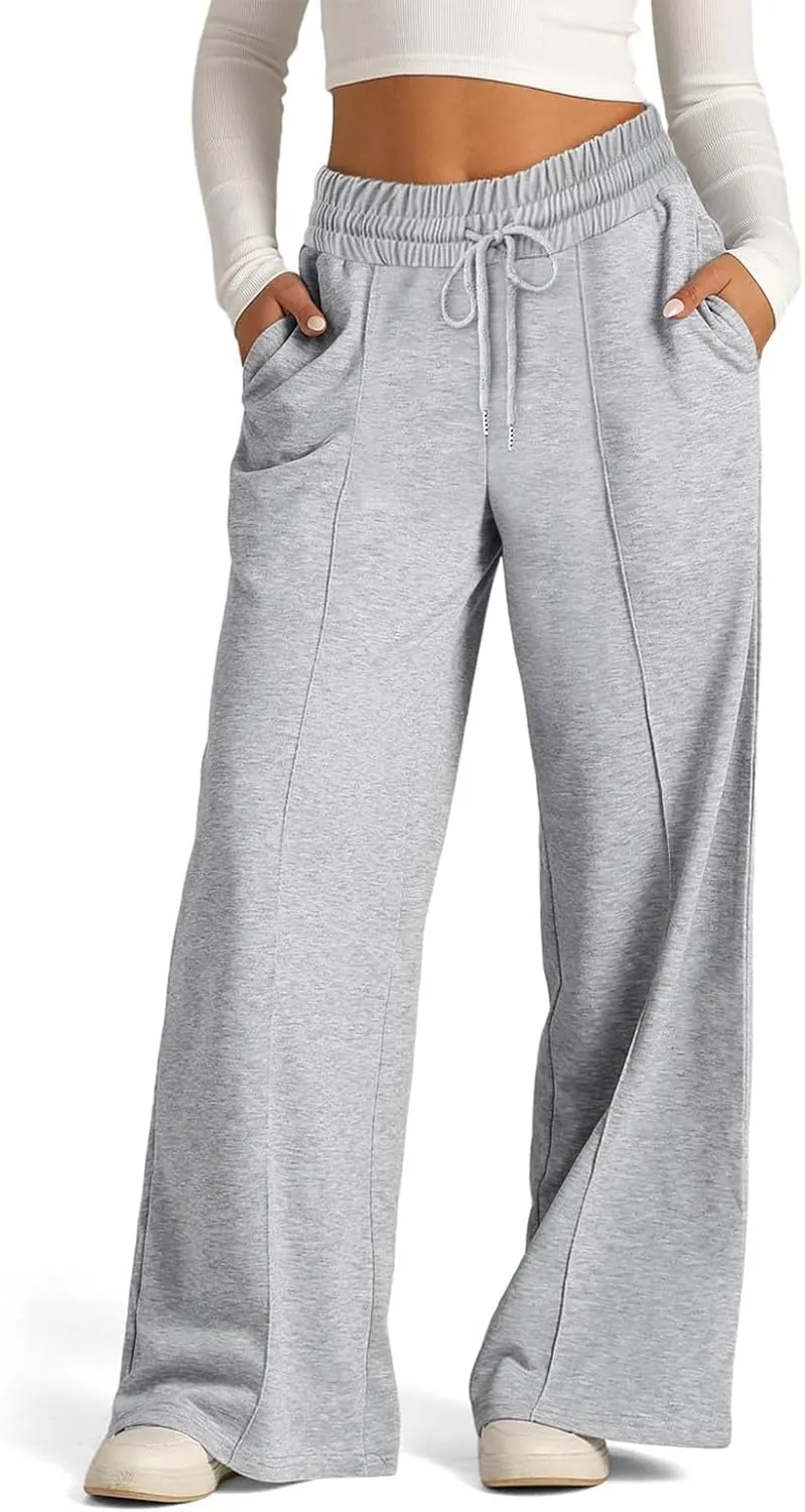 Baggy Wide Leg Sweatpants for Women Casual High Waisted Lounge Pants with Pockets Trendy Y2k Lightweight Joggers Pant