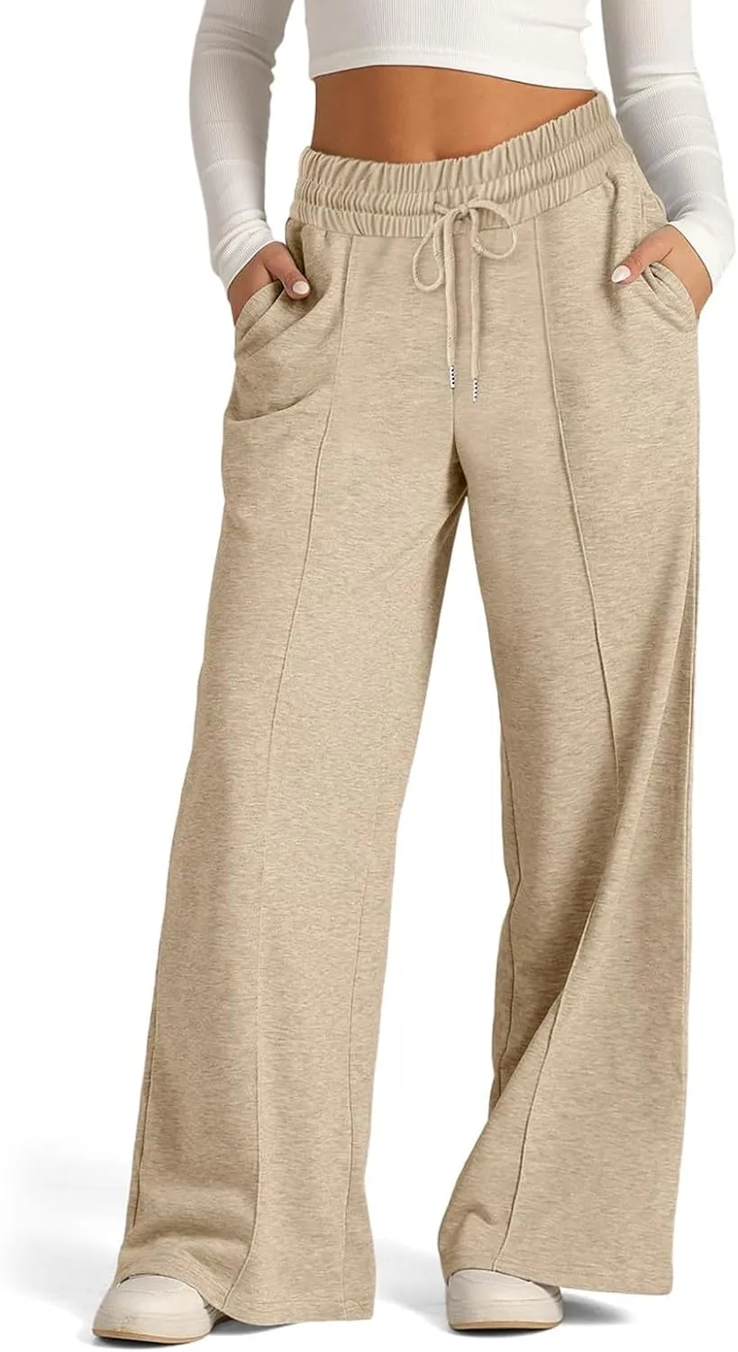 Baggy Wide Leg Sweatpants for Women Casual High Waisted Lounge Pants with Pockets Trendy Y2k Lightweight Joggers Pant