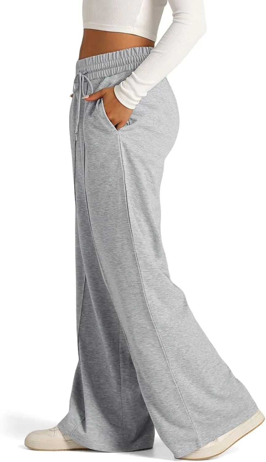 Baggy Wide Leg Sweatpants for Women Casual High Waisted Lounge Pants with Pockets Trendy Y2k Lightweight Joggers Pant