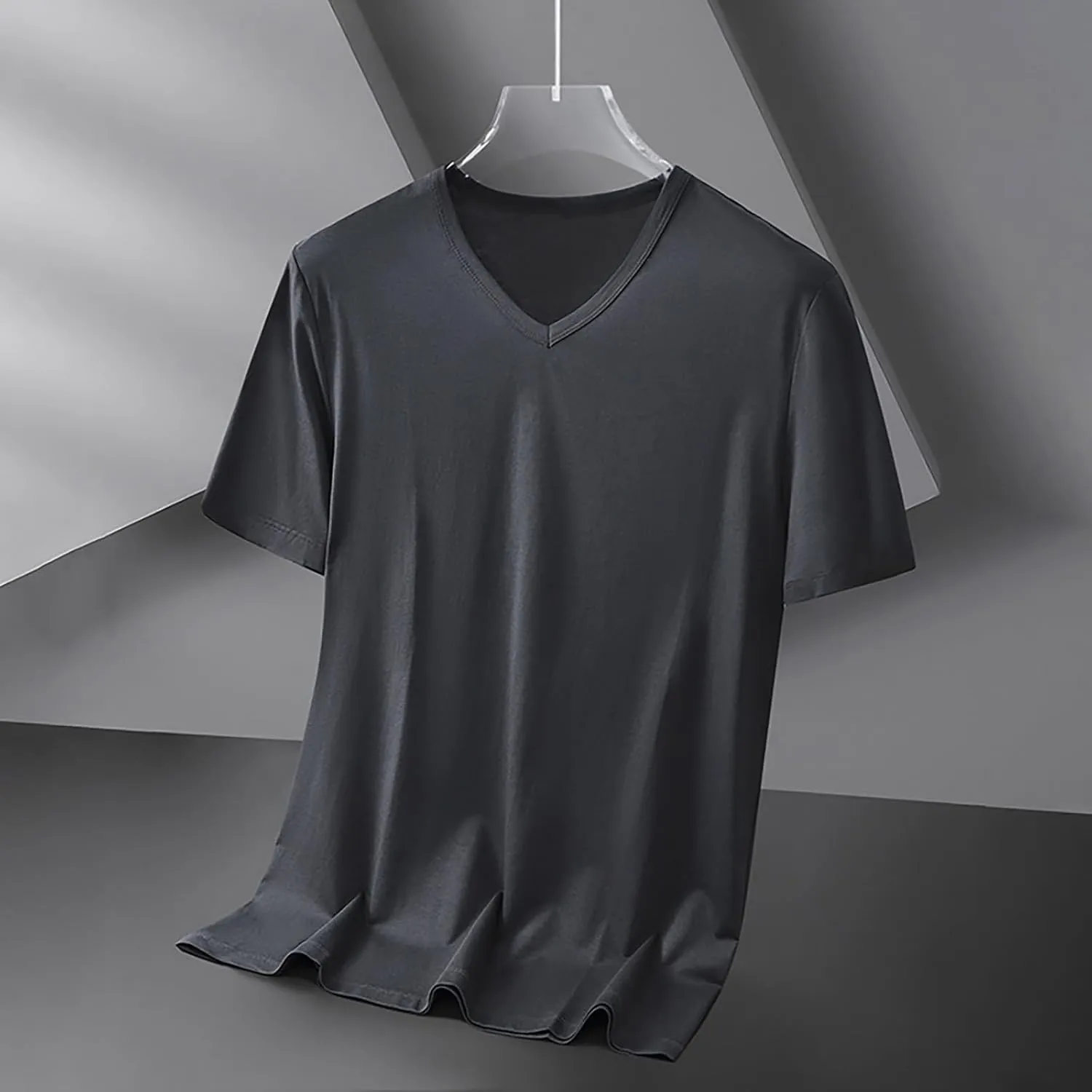 Big and Tall Shirts for Men Casual V Neck Short Sleeve T Shirts Plus Size Loose Summer Tee Tops Comfy Cotton T-Shirts