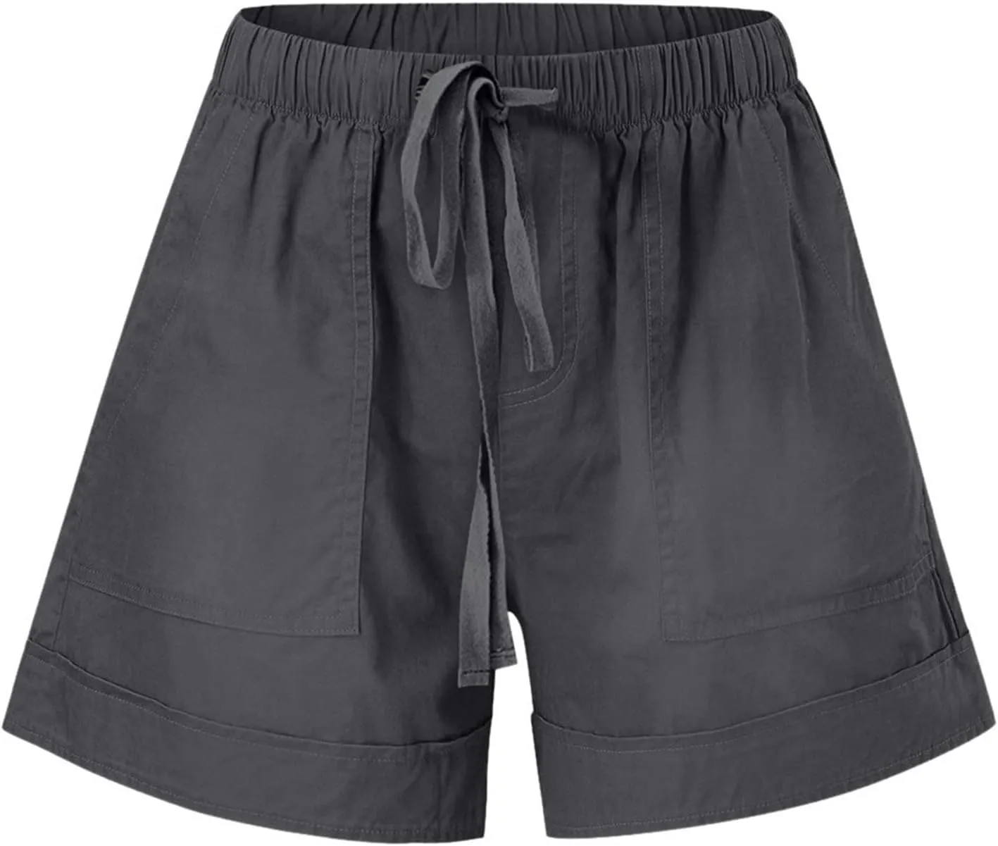 Binmer 2024 Womens Summer Shorts Plus Size Casual Comfy Drawstring Elastic Waist Shorts Pant with Pockets Lightweight S-5XL
