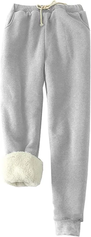 Binmer 2024 Women's Winter Warm Fleece Joggers Pants Sherpa Lined Athletic Workout Sweatpants Plus Size Drawstring Leggings