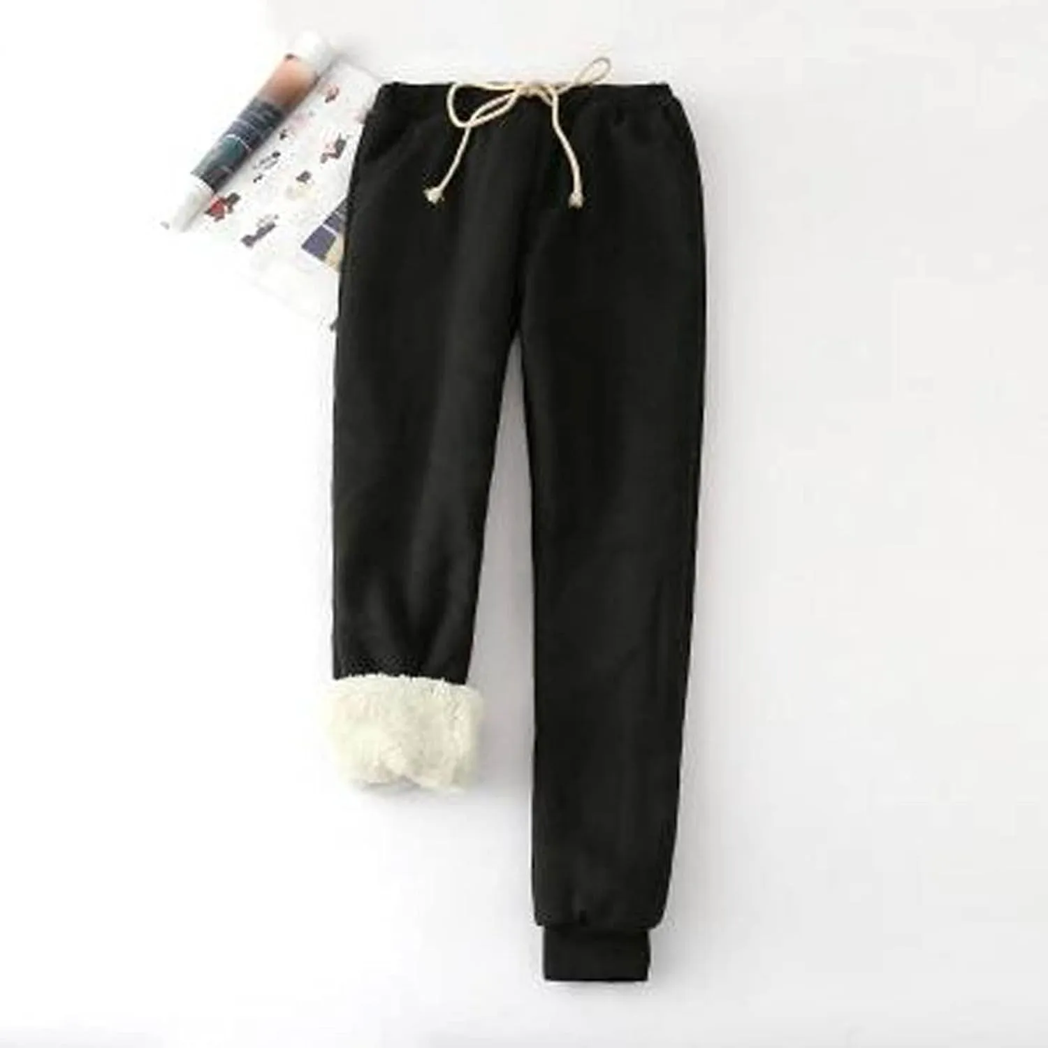 Binmer 2024 Women's Winter Warm Fleece Joggers Pants Sherpa Lined Athletic Workout Sweatpants Plus Size Drawstring Leggings