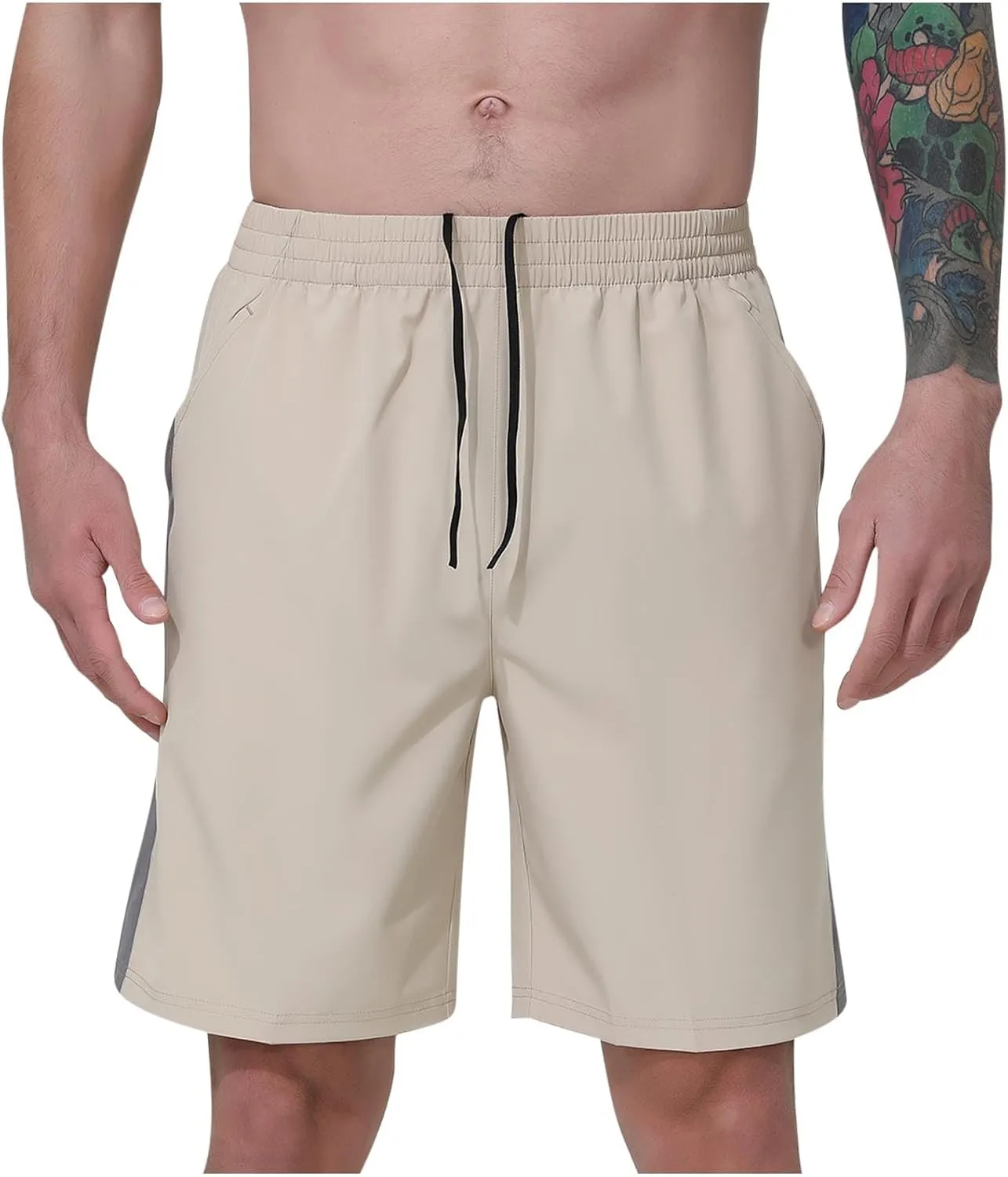 Binmer Men's Athletic Running Shorts Quick Dry Gym Workout Short Pants Casual Drawstring Elastic Waist Shorts for Running