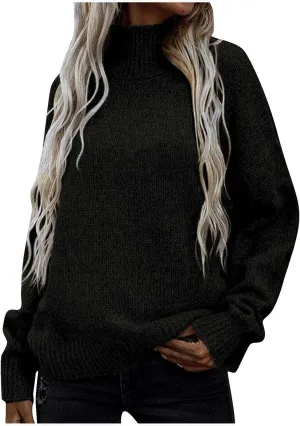 Binmer Oversized Turtleneck Sweaters for Womens 2024 Winter Casual Long Sleeve Knit Pullover Sweater Loose Warm Jumper Tops