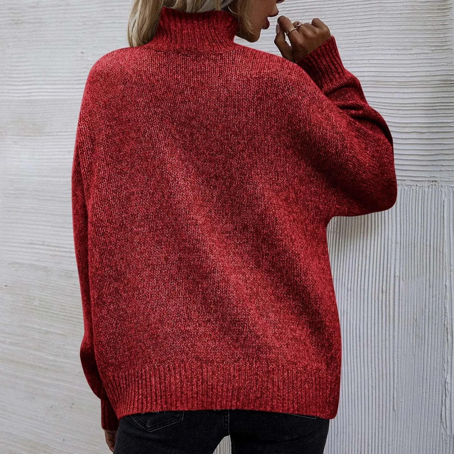 Binmer Oversized Turtleneck Sweaters for Womens 2024 Winter Casual Long Sleeve Knit Pullover Sweater Loose Warm Jumper Tops