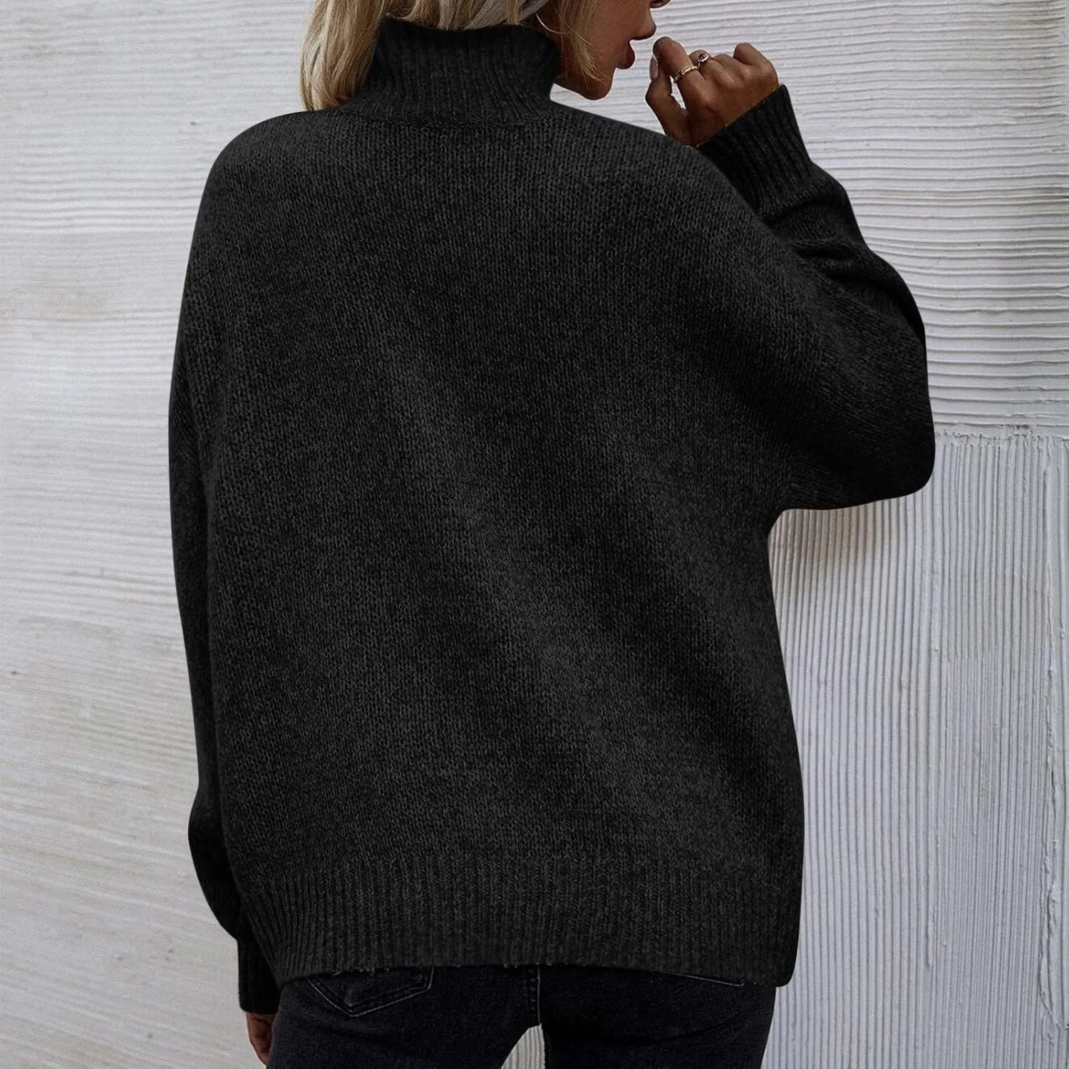 Binmer Oversized Turtleneck Sweaters for Womens 2024 Winter Casual Long Sleeve Knit Pullover Sweater Loose Warm Jumper Tops