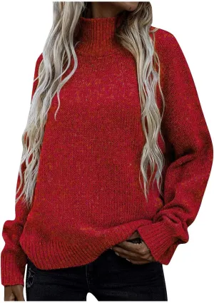 Binmer Oversized Turtleneck Sweaters for Womens 2024 Winter Casual Long Sleeve Knit Pullover Sweater Loose Warm Jumper Tops