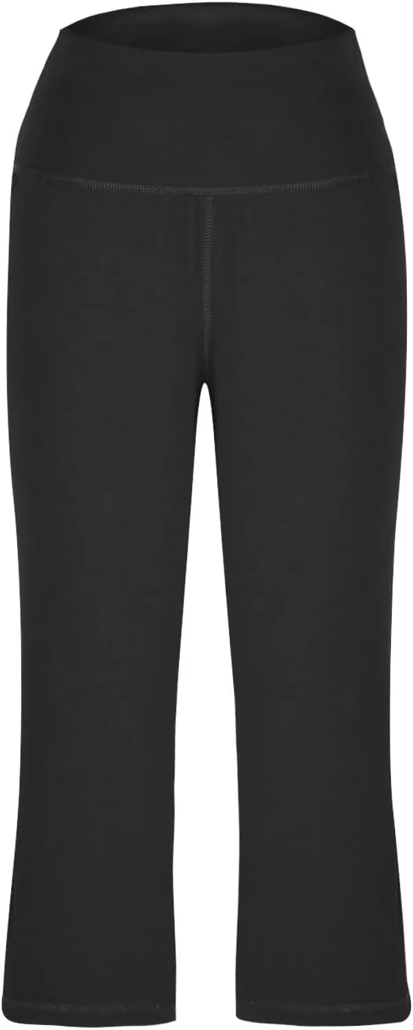 Binmer Women's Yoga Capris Pants High Waist Leggings Crop Straight Leg Athletic Exercise Workout Capris Trousers with Pockets