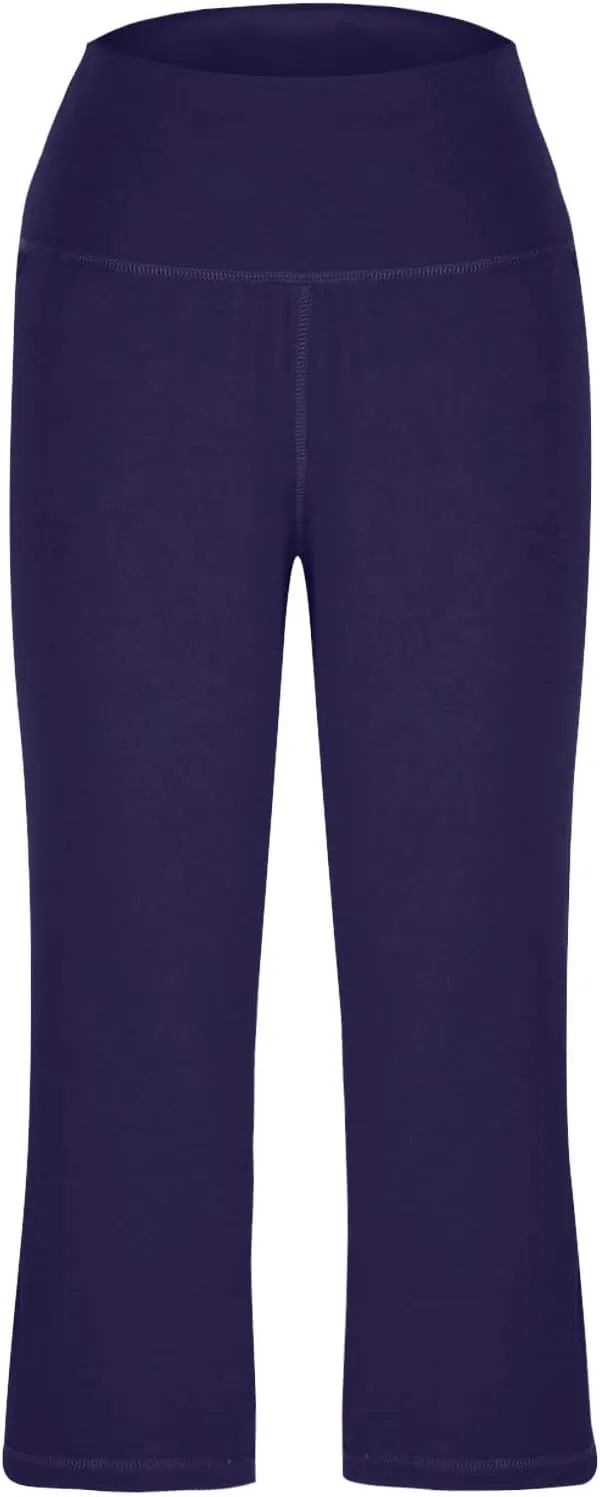 Binmer Women's Yoga Capris Pants High Waist Leggings Crop Straight Leg Athletic Exercise Workout Capris Trousers with Pockets