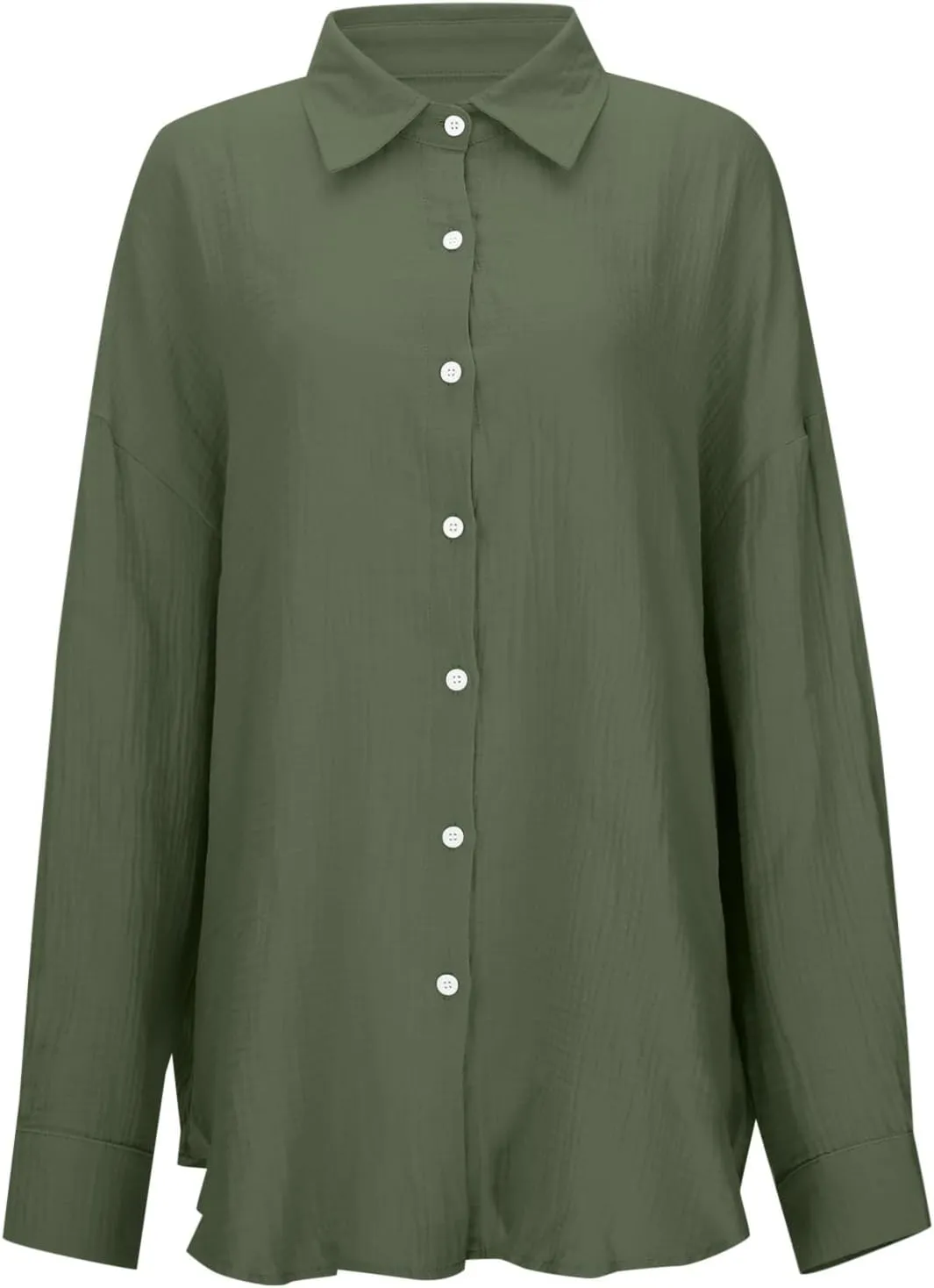 Button Down Sun Shirts for Women Long Sleeve Cardigan Blouse Oversized Boyfriend Beach Collared Cover Up with Pockets