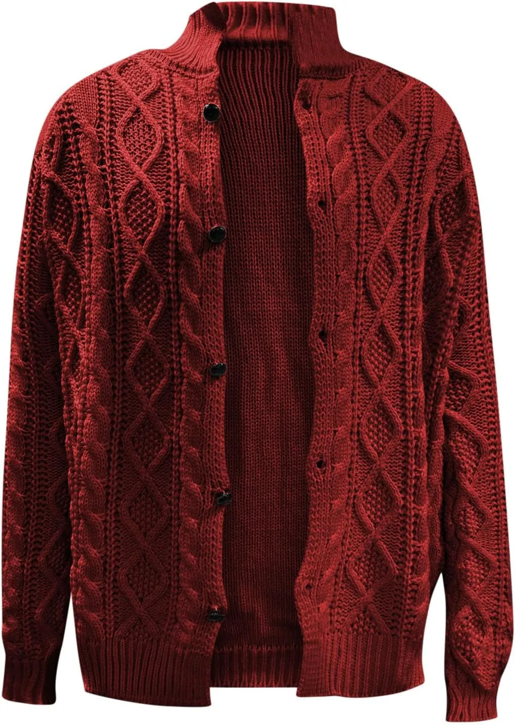 Cable Knit Cardigan for Men Casual Chunky Sweater Coat Long Sleeve Fall Winter Knitted Button Down Sweaters Jacket
