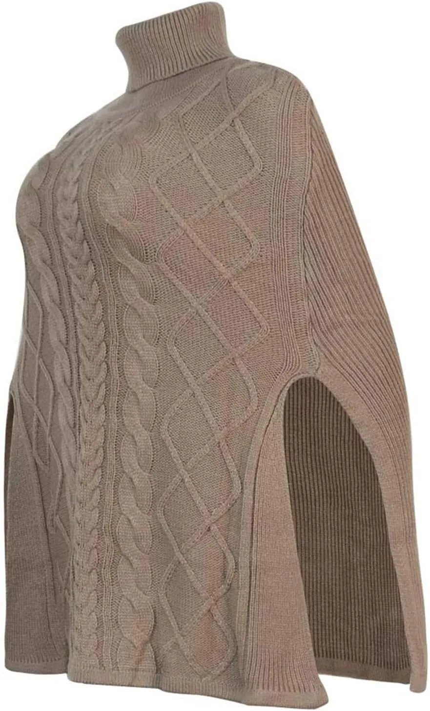 Cable Knit Sweater Women Long Sleeve Turtleneck Sweater Solid Color Sweater Winter Warm Sweater for Plus Size