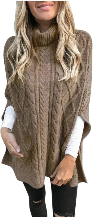 Cable Knit Sweater Women Long Sleeve Turtleneck Sweater Solid Color Sweater Winter Warm Sweater for Plus Size