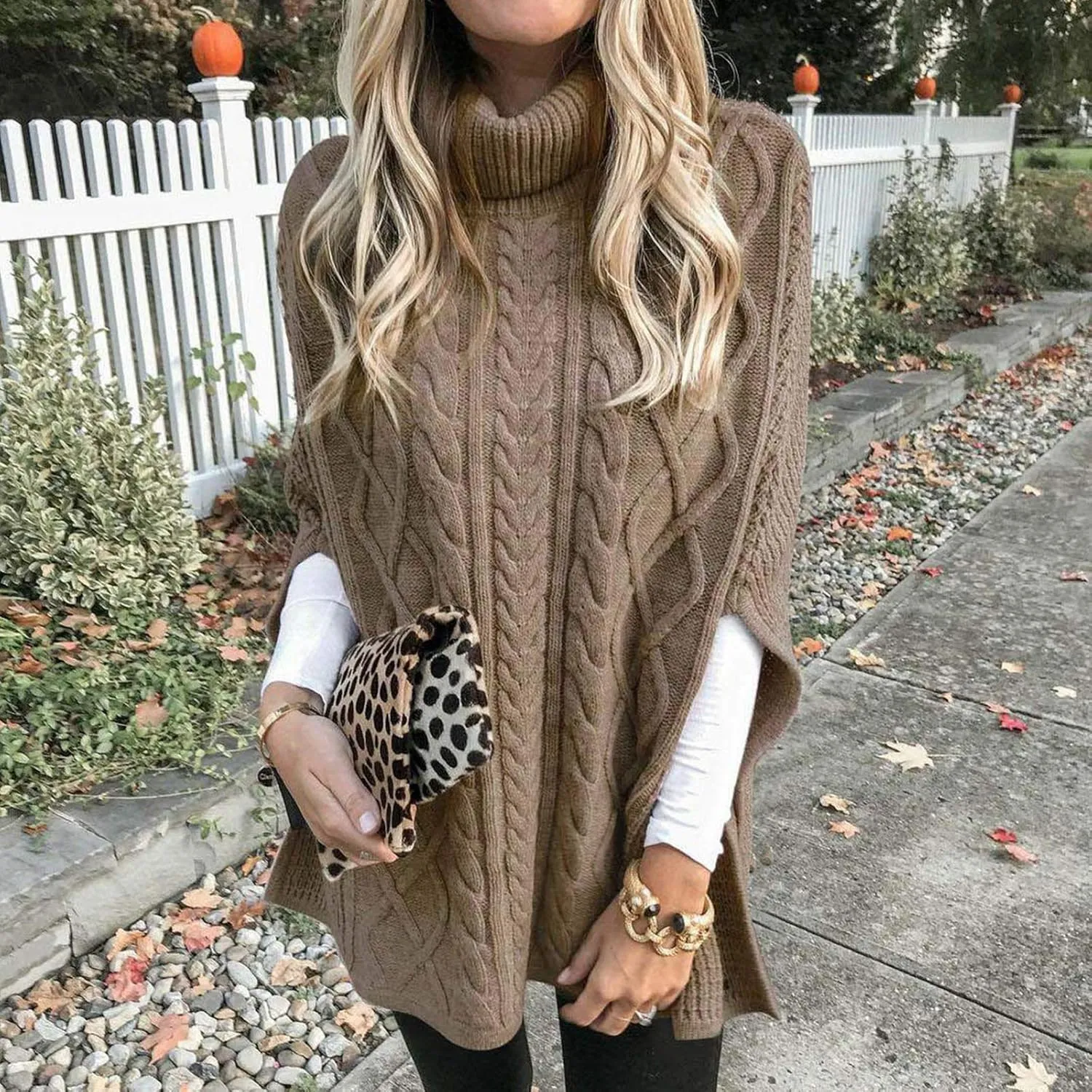 Cable Knit Sweater Women Long Sleeve Turtleneck Sweater Solid Color Sweater Winter Warm Sweater for Plus Size