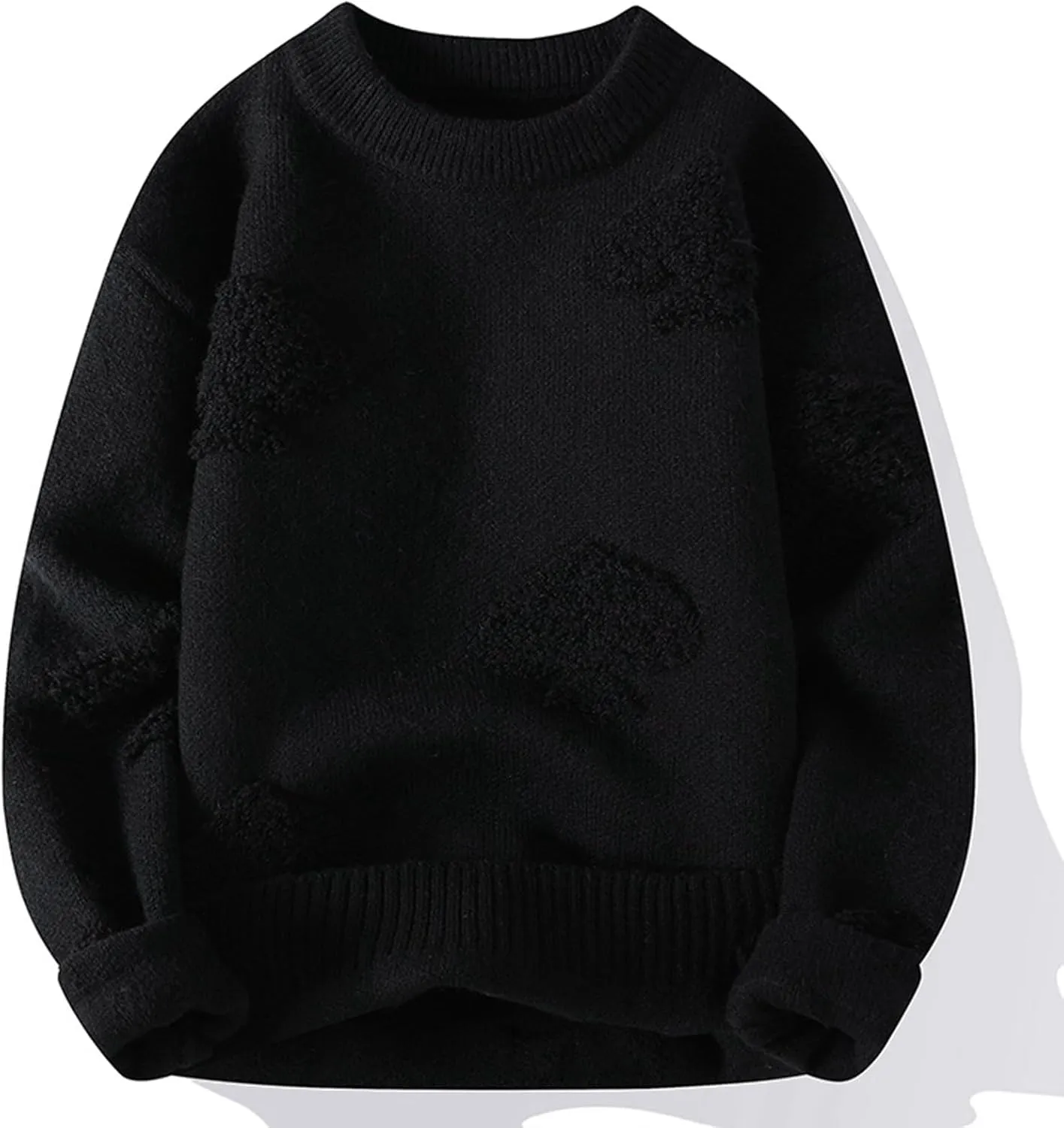 Cable Knit Vintage Chunky Sweater for Men Loose Casual Knitted Sweater Unisex Woven Crewneck Knitted Top