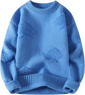 Cable Knit Vintage Chunky Sweater for Men Loose Casual Knitted Sweater Unisex Woven Crewneck Knitted Top