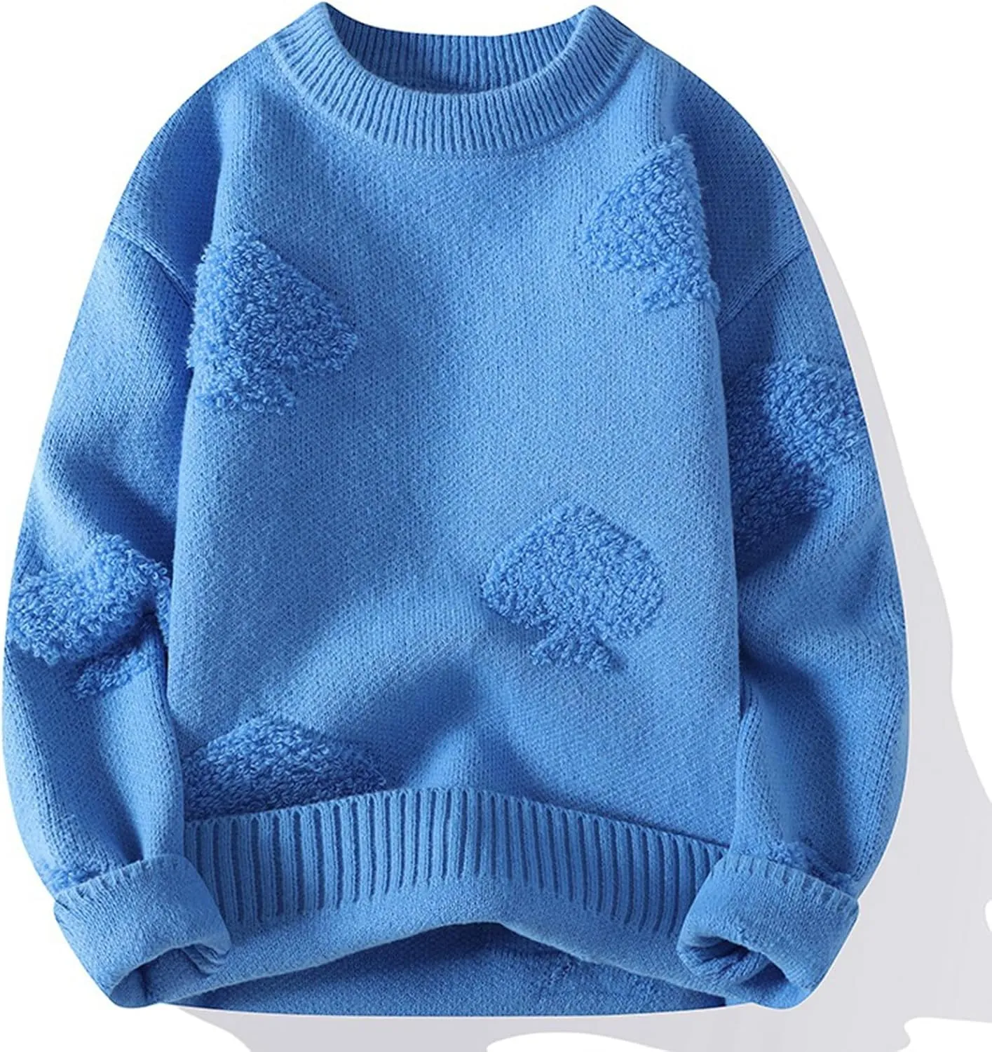 Cable Knit Vintage Chunky Sweater for Men Loose Casual Knitted Sweater Unisex Woven Crewneck Knitted Top