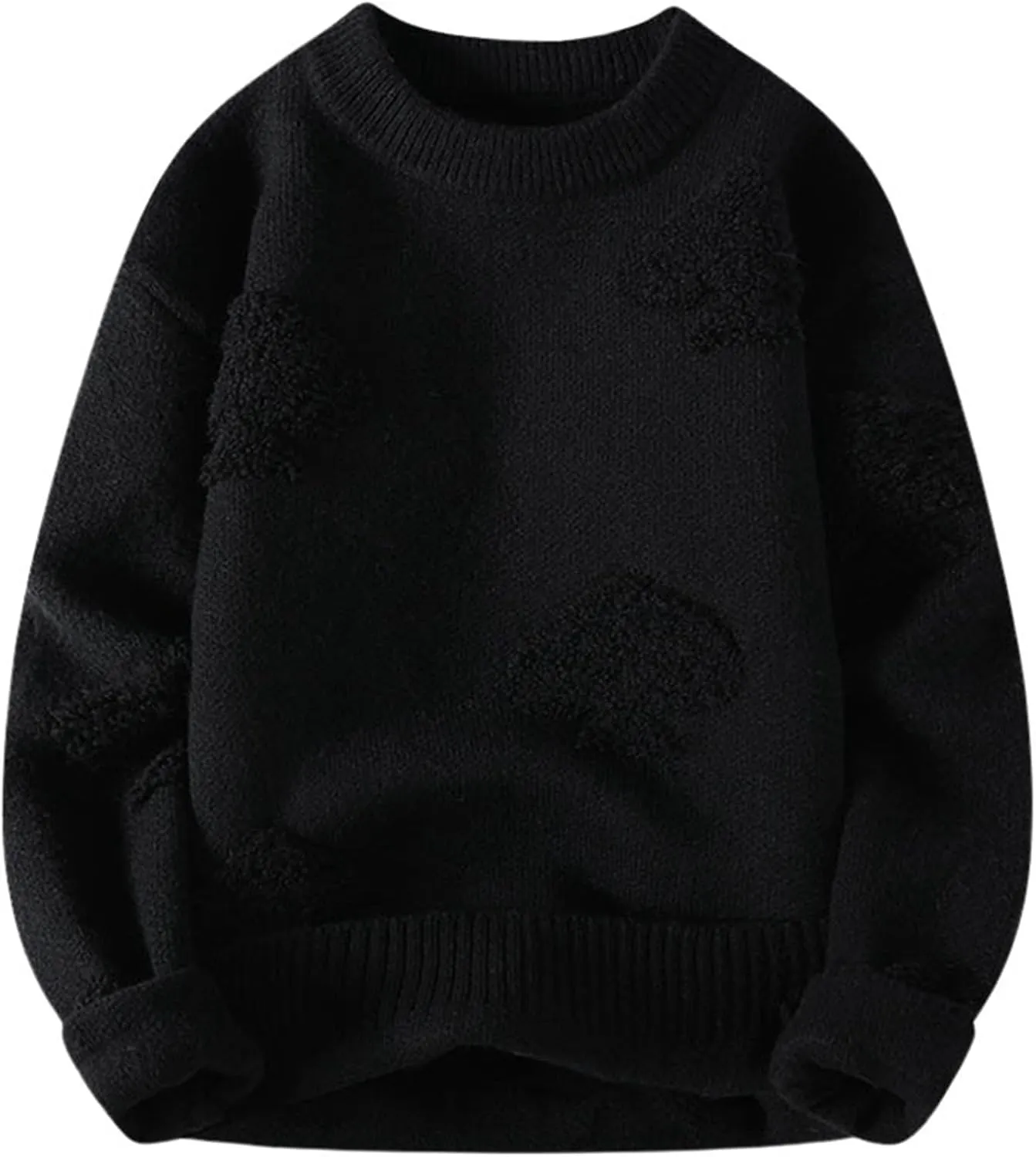Cable Knit Vintage Chunky Sweater for Men Loose Casual Knitted Sweater Unisex Woven Crewneck Knitted Top