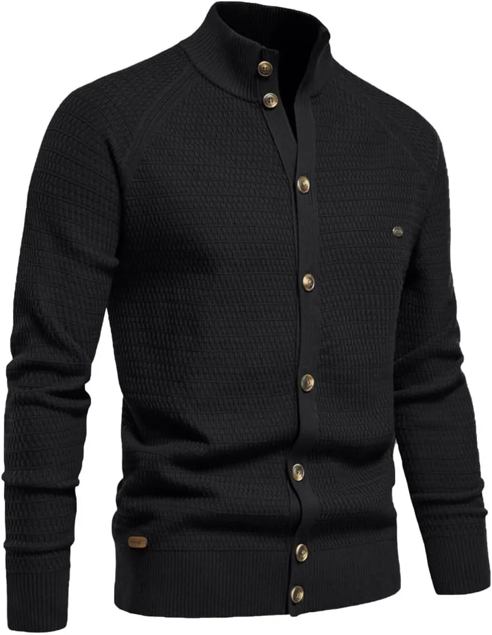 Cardigan Sweaters for Men Button Down Open Front Cardigan Stand Collar Sweater Vintage Cable Knit Sweater