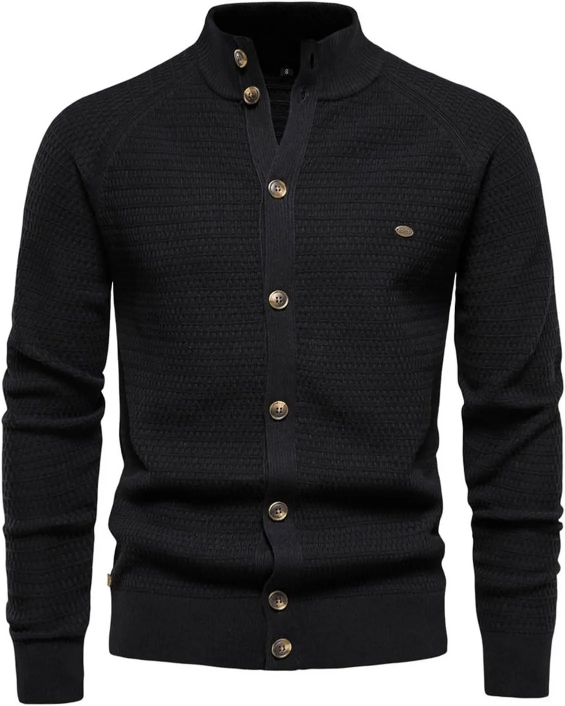 Cardigan Sweaters for Men Button Down Open Front Cardigan Stand Collar Sweater Vintage Cable Knit Sweater