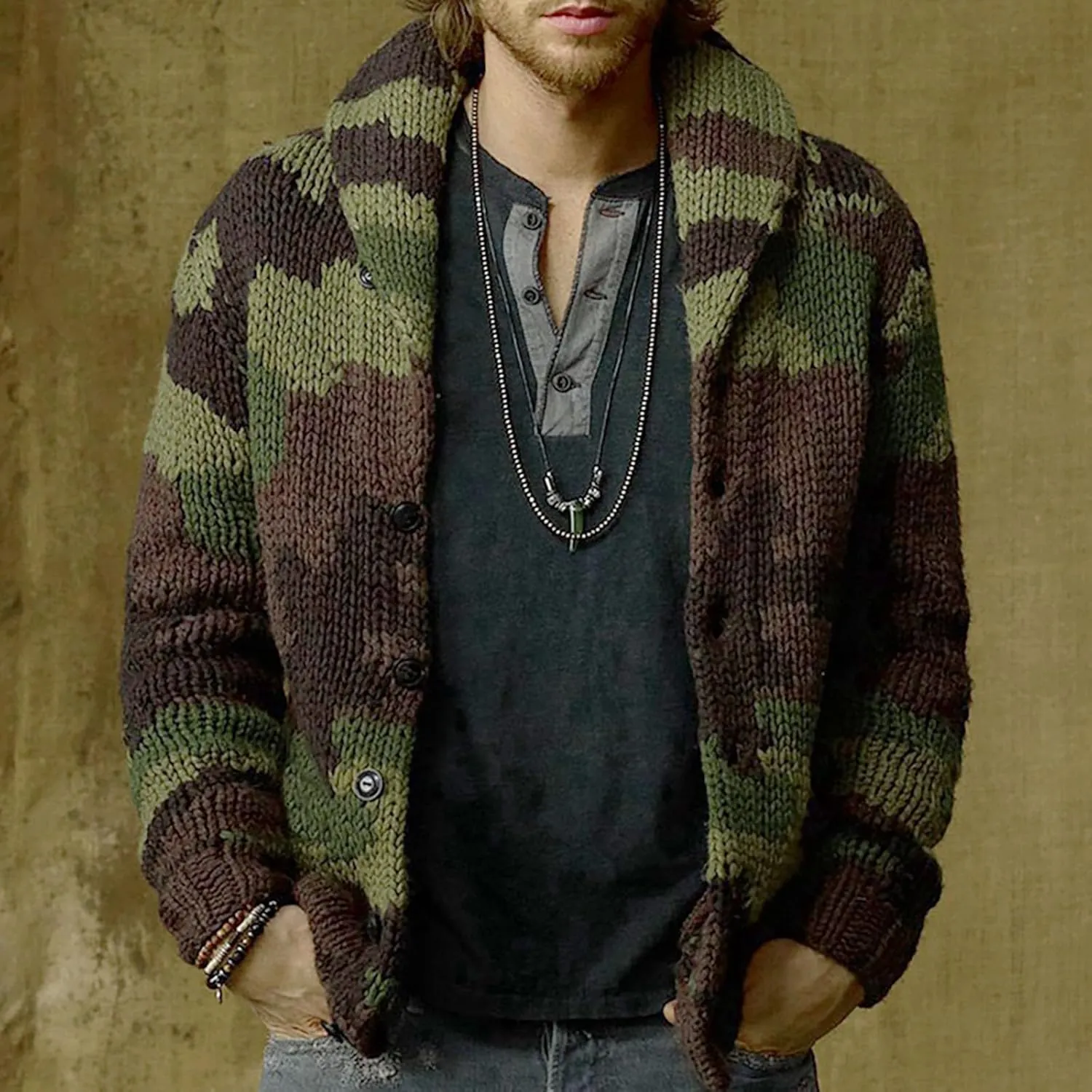 Cardigan Sweaters for Men Striped Cardigan Sweaters Big and Tall Shawl Collar Knit Sweater Button Down Casual Sweater