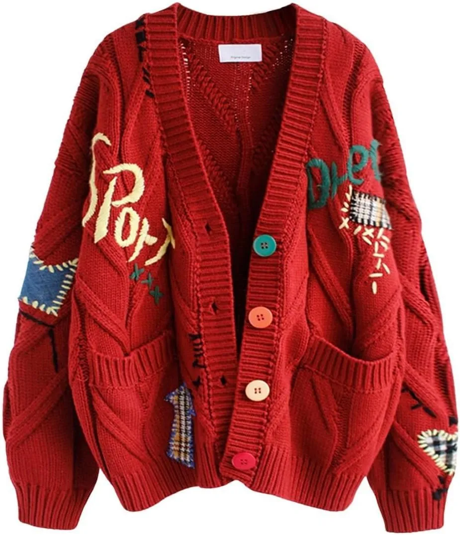 Cardigan Sweaters for Women Cable Knit Cardigan Oversized Button Up Sweaters V Neck Casual Winter Coats with Pockets