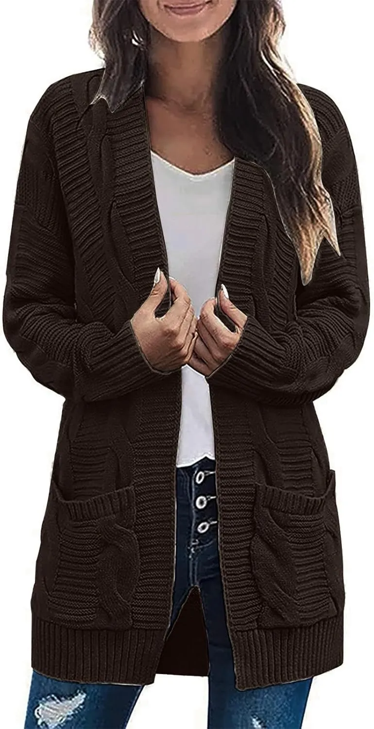 Cardigan Sweaters for Women Cable Knit Oversized Cardigans Aesthetic Open Front Chunky Cardigan Sweaters with Pockets