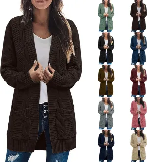 Cardigan Sweaters for Women Cable Knit Oversized Cardigans Aesthetic Open Front Chunky Cardigan Sweaters with Pockets