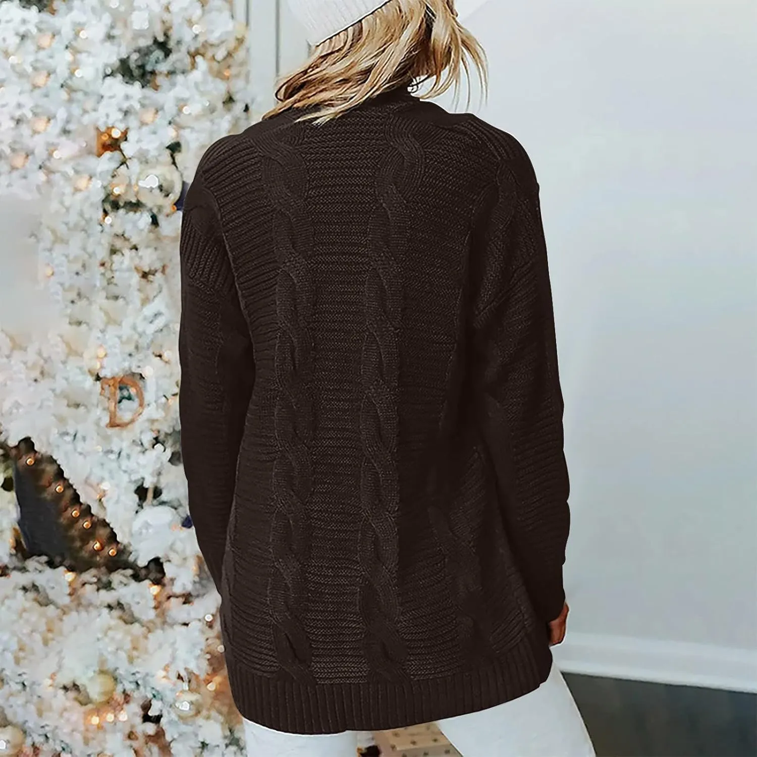 Cardigan Sweaters for Women Cable Knit Oversized Cardigans Aesthetic Open Front Chunky Cardigan Sweaters with Pockets